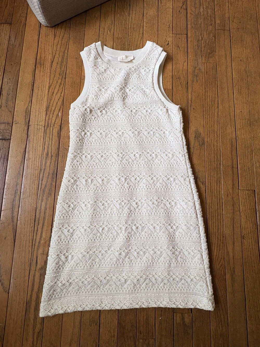 Anthropologie Ivory/Cream Crochet Knit Sleeveless Dress
